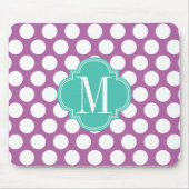 Tapis De Souris Grands points chics de pourpre et de turquoise (Devant)