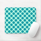 Tapis De Souris Grands points rétro - aqua et turquoise (Avec souris)