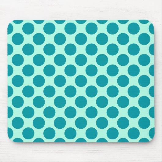 Tapis De Souris Grands points rétro - aqua et turquoise (Devant)