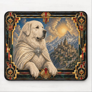 Tapis De Souris Grands Pyrénées, chien Art Déco