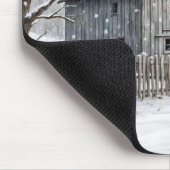 Tapis De Souris Grange de Noël dans les flocons de neige (Coin)