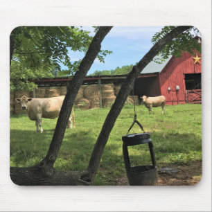 Tapis De Souris Grange et vaches, toile de Caroline du Nord rurale