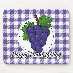 Tapis De Souris Grape on Violet Plaid - Happy Thanksgiving
