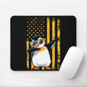 Tapis De Souris Graphic Penguin Retro American Flag Funny Penguin (Avec souris)
