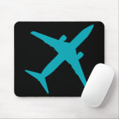 Tapis De Souris Graphique Avion en Bleu Aqua (Avec souris)
