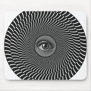 Tapis De Souris Graphique circulaire oculaire noir et blanc