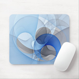 Tapis De Souris Graphique d'art fractal gris bleu Abstrait moderne