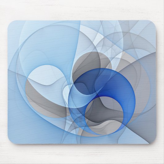 Tapis De Souris Graphique d'art fractal gris bleu Abstrait moderne (Devant)