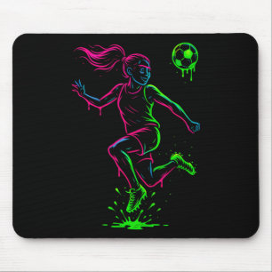 Tapis De Souris Graphique de contour de couleur de fille de footba