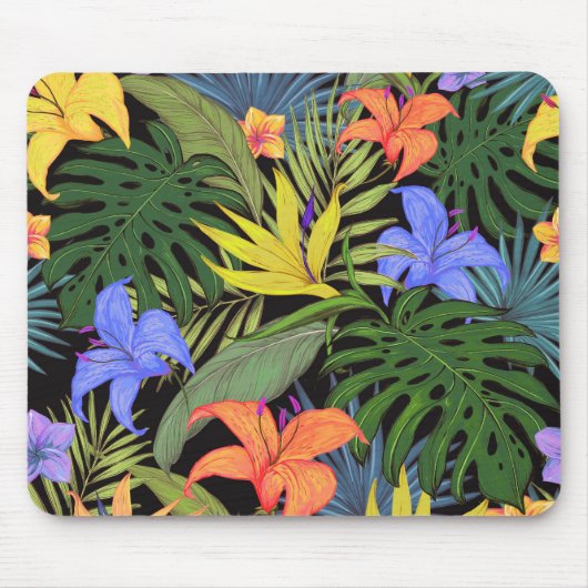Tapis De Souris Graphique de fleur d'Aloha de Hawaii tropical (Devant)