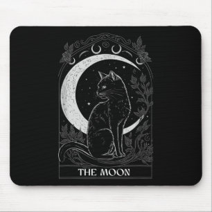 Tapis De Souris Graphique de la carte Tarot Crescent Moon Cat pour