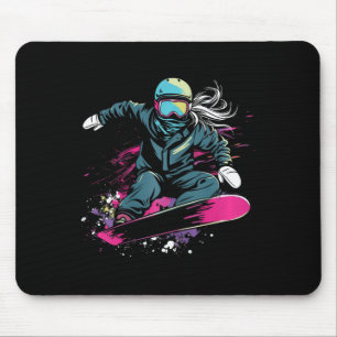 Tapis De Souris Graphique de la fille de snowboard
