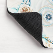 Tapis De Souris Graphique floral bleu et Turquoise, "Revitalisant (Coin)