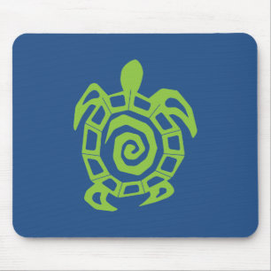 Tapis De Souris Graphique vert et bleu de tortue