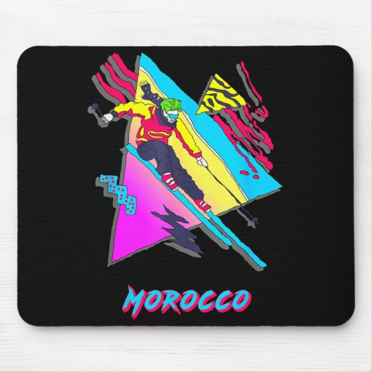 Tapis De Souris Graphisme aventure de ski au Maroc vibrant (Devant)