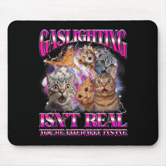Tapis De Souris Graphisme de chat drôle de contrefaçon de Gaslight (Devant)