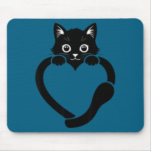 Tapis De Souris Graphisme de cœur de chat amour mignon chat