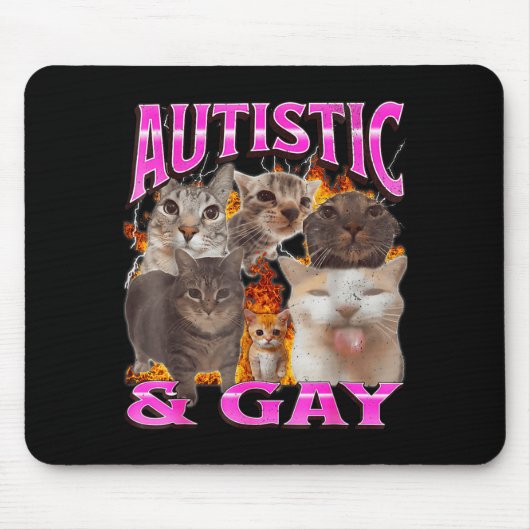 Tapis De Souris Graphisme de contrefaçon de mème de chat drôle aut (Devant)