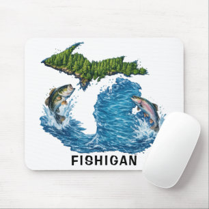 Tapis De Souris Graphisme de l'État du Michigan avec Poisson