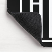 Tapis De Souris Gras moderne 3 initiales Monogramme | Blanc sur no (Coin)