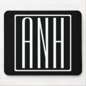 Tapis De Souris Gras moderne 3 initiales Monogramme | Blanc sur no (Devant)