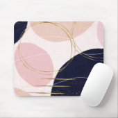 Tapis De Souris Gravure et cercles d'or moderne Design rose minima (Avec souris)