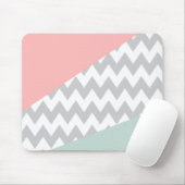 Tapis De Souris Gray Chevron Mint et Coral (Avec souris)