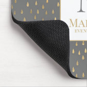 Tapis De Souris Gray Gold Raindrop Moderne Monogramme tendance (Coin)
