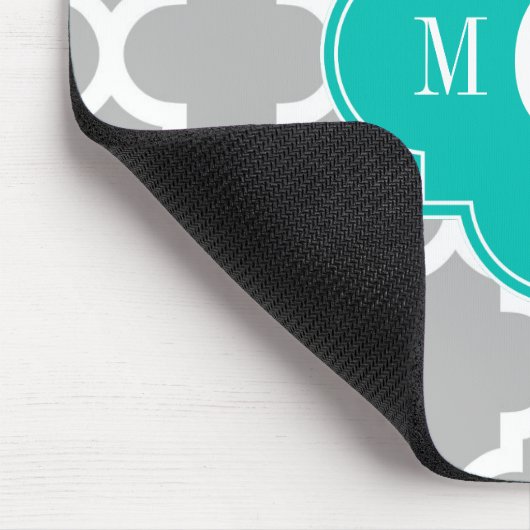 Tapis De Souris Gray White Moroccan #5 Teal 3 Monogram initial (Coin)
