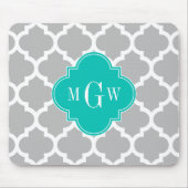 Tapis De Souris Gray White Moroccan #5 Teal 3 Monogram initial (Devant)