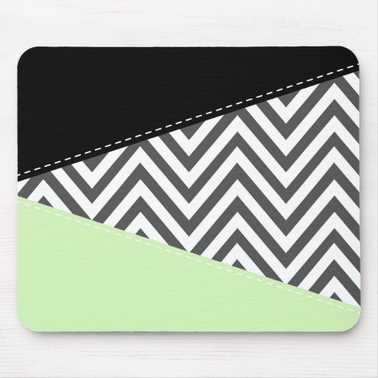 Tapis De Souris Gray Zigzag, Gray Chevron, Zigzag Pattern, Mint (Devant)