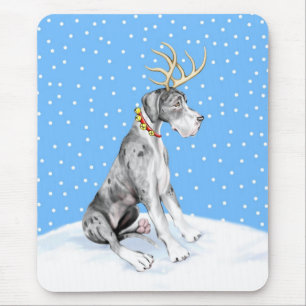 Tapis De Souris Great Dane Reindeer Christmas Merle UC