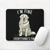 Tapis De Souris Great Pyrenees Christmas I'm Fine Everything Is Fi (Avec souris)