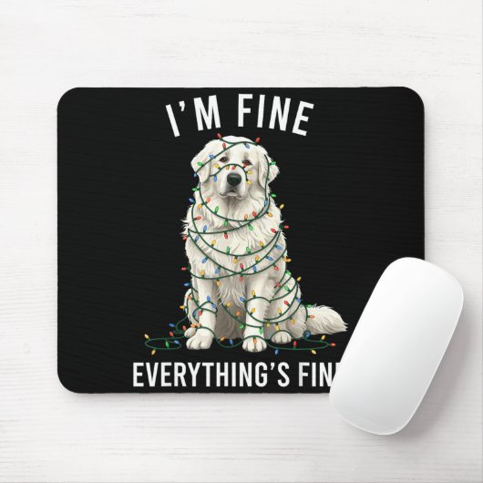 Tapis De Souris Great Pyrenees Christmas I'm Fine Everything Is Fi (Avec souris)