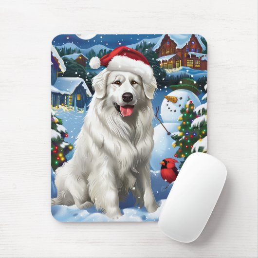 Tapis De Souris Great Pyrenees Winter Wonderland Noël Joie (Avec souris)
