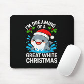 Tapis De Souris Great White Christmas Shark Funny Santa Holiday Pu (Avec souris)