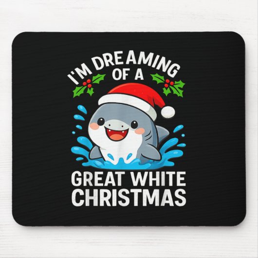 Tapis De Souris Great White Christmas Shark Funny Santa Holiday Pu (Devant)