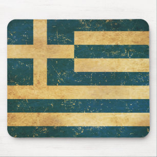 Tapis De Souris Grèce Drapeau Vintage Grunge Design