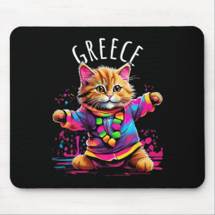 Tapis De Souris Grèce Quirky Funny mignon Danser Coloré Chat Desi