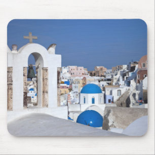Tapis De Souris Grèce, Santorin. Clocher et dômes bleus de 2