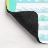 Tapis De Souris Green & Blue Digital Ocean Waves and Little Fish (Coin)