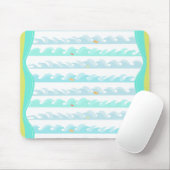 Tapis De Souris Green & Blue Digital Ocean Waves and Little Fish (Avec souris)