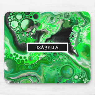 Tapis De Souris Green Digital Fluid Marble Art Personalized