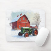 Tapis De Souris Green Farm Tractor and Red Barn (Avec souris)