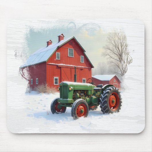 Tapis De Souris Green Farm Tractor and Red Barn (Devant)