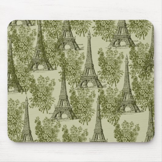 Tapis De Souris Green Floral Paris Tour Eiffel (Devant)