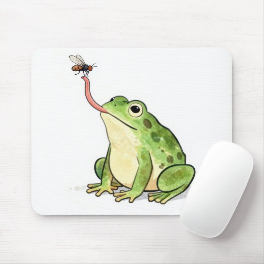 Tapis De Souris Green Frog Catching a Fly (Avec souris)