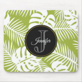 Tapis De Souris Green Palm Feuille Rainforest Motif Monogram (Devant)