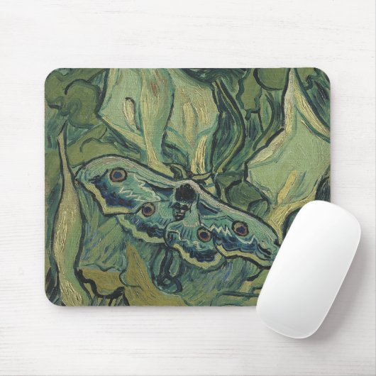 Tapis De Souris Green Peacock (Empereur) Moth de Vincent van Gogh (Avec souris)