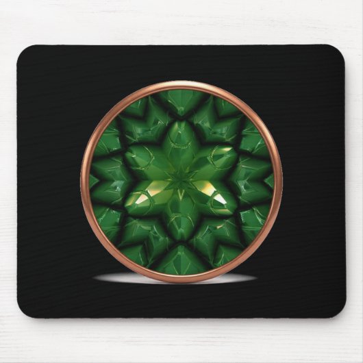 Tapis De Souris Green Pointed Star Fractal With Copper Frame (Devant)